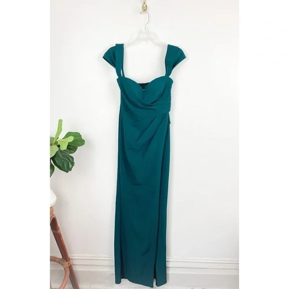 Galina Signature Gem/Dark Green Off the Shoulder Bridesmaid Dress Sz 4